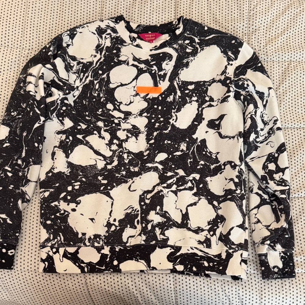 Teddy Fresh Black and White Marble Crewneck Sweater